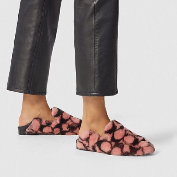 8 COACH HOLLY Smoking Slipper/Loafer Plush Shearling & Leather. Authentic NiB - Picture 5 of 16